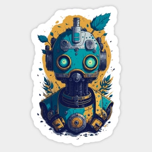 Robot with a Gun Face Sticker